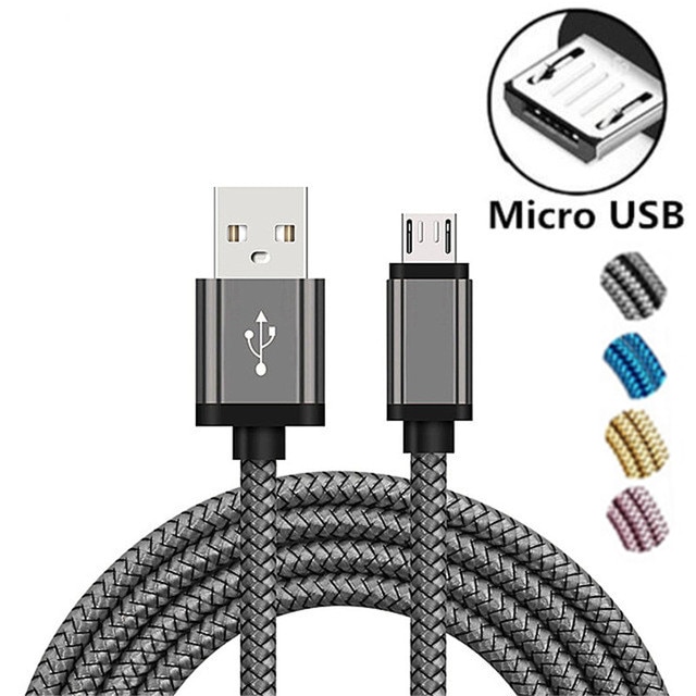 Cargador Micro USB de 0,2 M, 1M y 2M de largo, cable de carga rápida para Samsung Galaxy J3/J5/J7 , samsung A3/A5/A7 , cargador de teléfono móvil