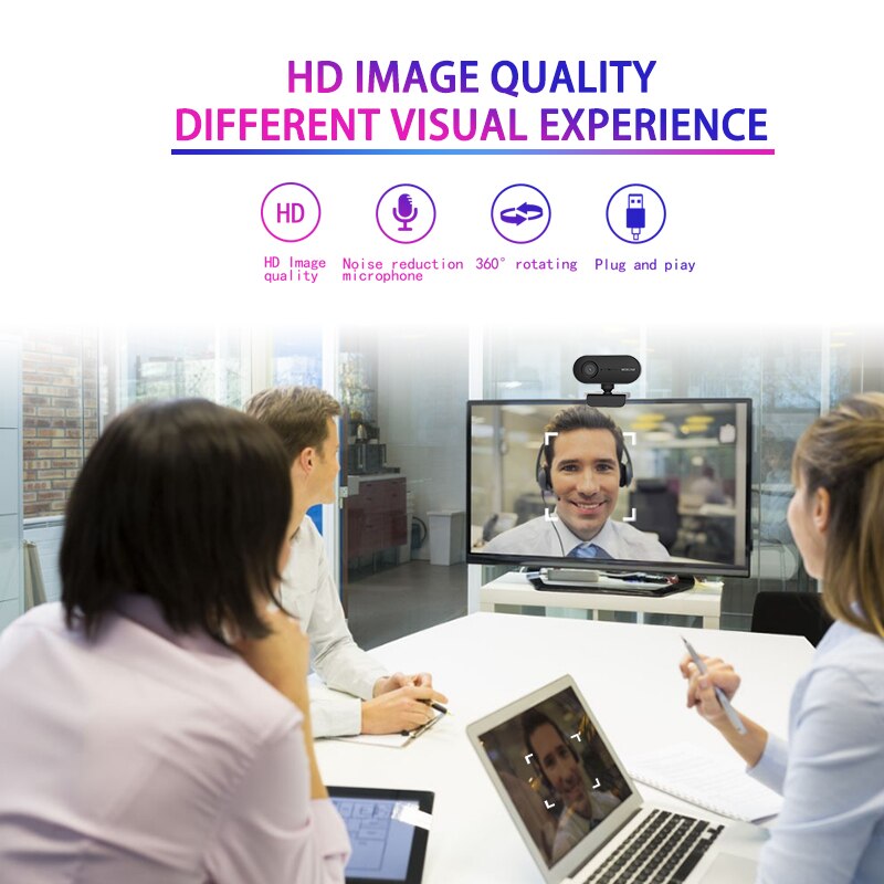 Webcam 1080P Mini Computer Web Cam PC Auto Focus Camera With Microphone Rotatable Cameras Computer Peripherals For Live Video