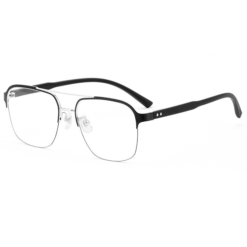 Lunettes optiques pour homme, monture complète Style pilote aviateur, Prescription avec Prescription, à la: Black Silver