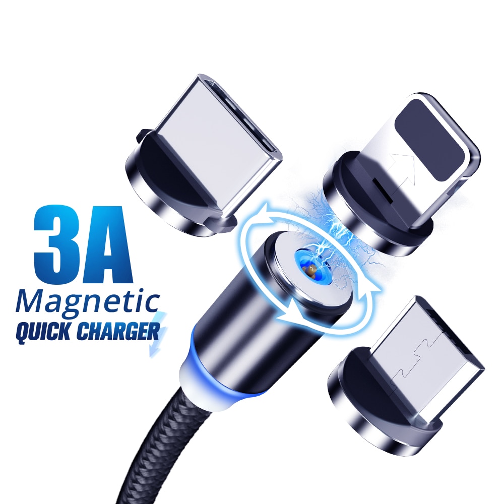 Ronde Magnetische Kabel Plug Type C Micro Usb C 8 Pin Stekkers Snelle Opladen Adapter Telefoon Microusb Type-C magneet Lader Stof Plug