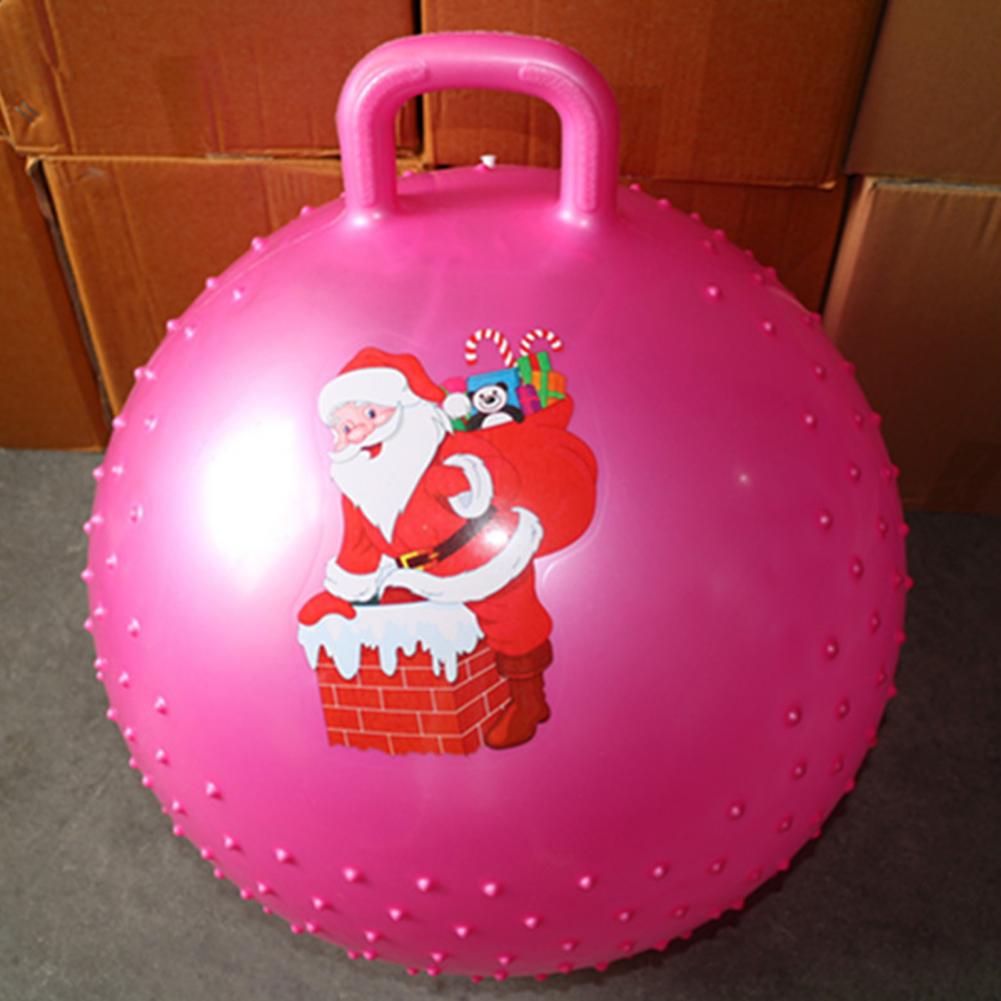 Christmas Theme Yoga Ball Lightweight Anti-slip PVC Handle Hopper Ball Anti-burst Inflatable PVC Hopper Ball