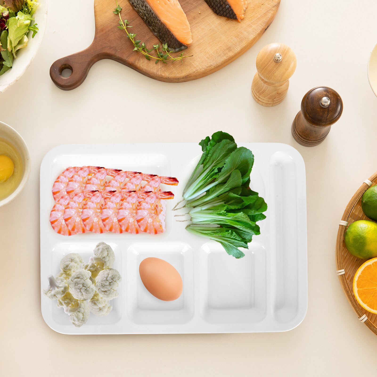 Multi-grid Food Plate Anti-falling Food Plate Simple Style Divided Plate for Breakfast Lunch