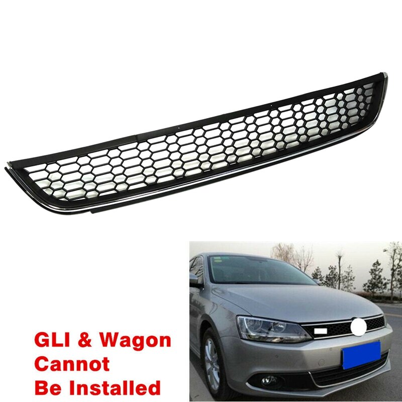 Chrome Front Bumper Honeycomb Lower Intake Grille Assembly For Jetta MK6 Sedan