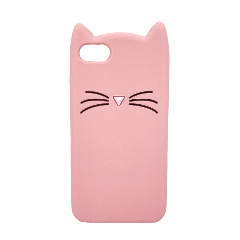 Tecknat fodral till iphone 5 5s 3d silikon mjukt tpu katt telefonskal till apple iphone 5s se2016 fundaskal för flickor: Rosa
