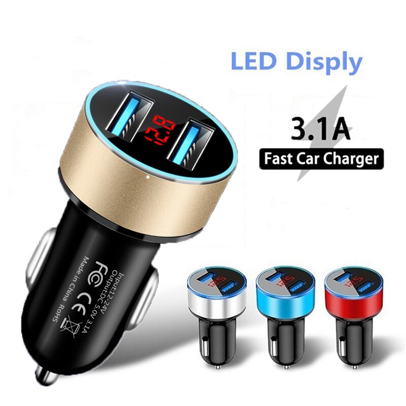 Chargeur de voiture 5G double USB 3.1A, charge rapide, adaptateur de téléphone, pour Samsung A32 A52 A72 A12 A42, iPhone X XR XS 7 8 Xiaomi