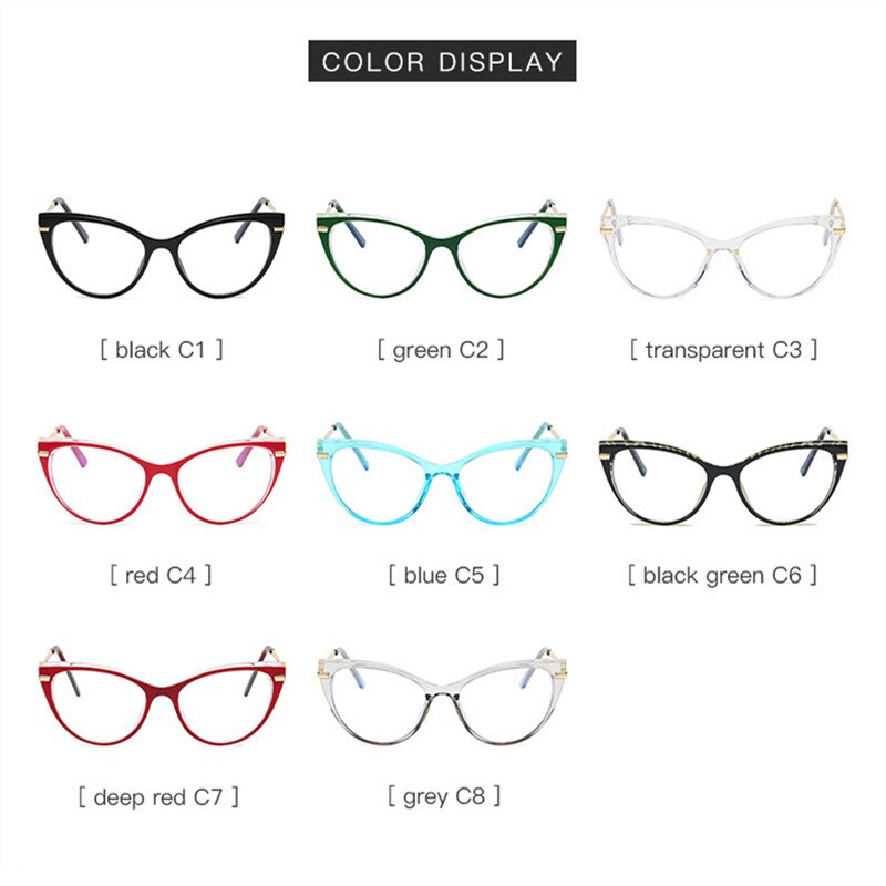 YOOSKE-monturas para gafas de sol para mujer, lentes Sexy de gato rojo, antiluz azul, para ordenador, monturas para Miopía