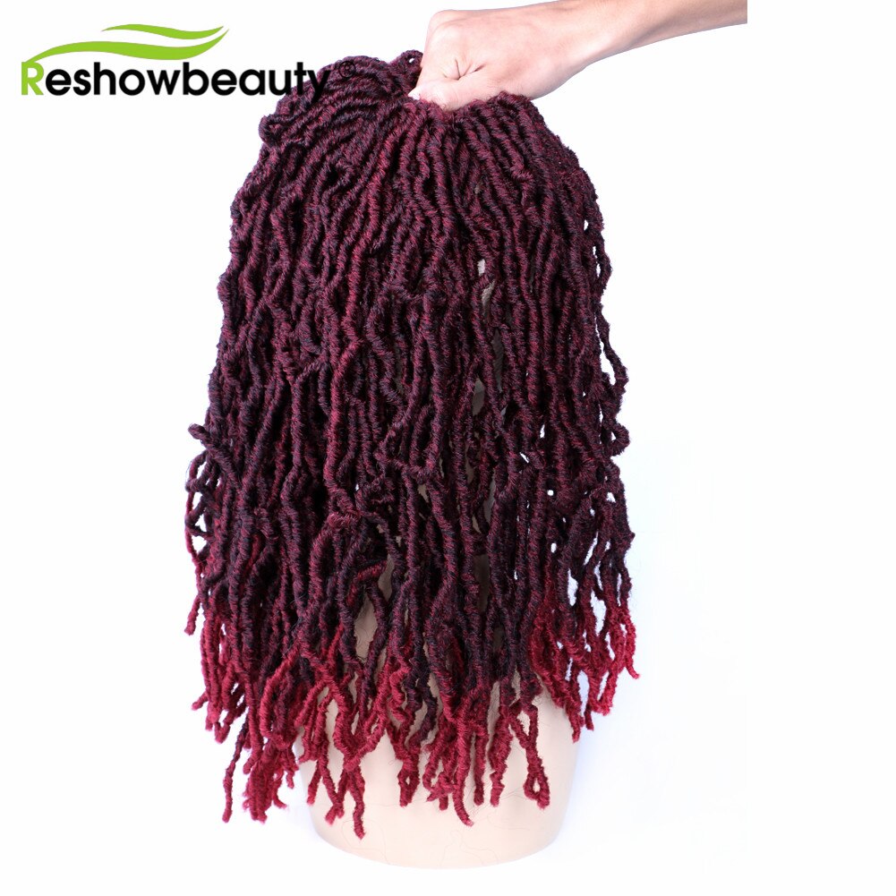 Synthetic Crochet Braids Nu Locs Faux Locs 24 inches Curly Reshowbeauty 20 Strands/Pack 110 Gram Pure/Ombre: T1B/Burgundy