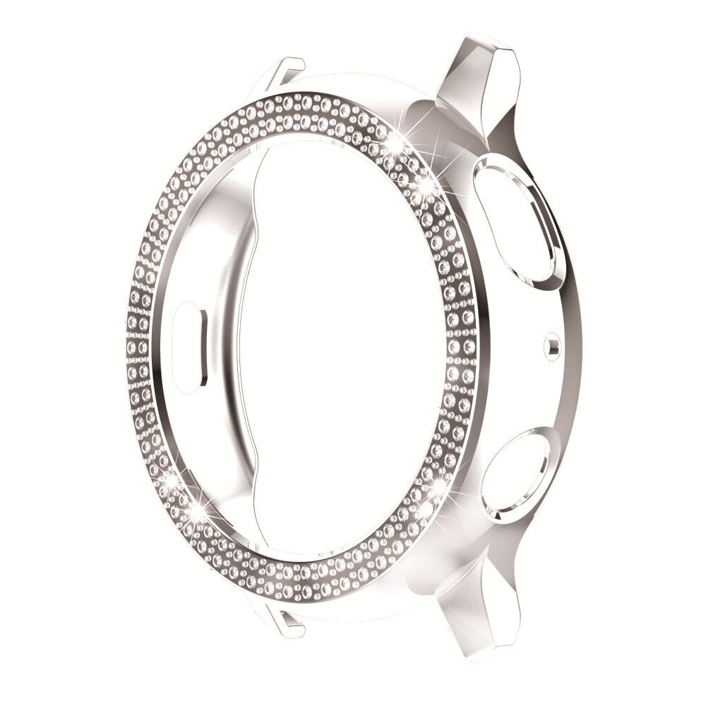 Hoesjes voor samsung galaxy watch active 2 44mm 40mm hoesje voor active 2 band dames dubbele rij diamant pc hoesje bumper: Zilver / Voor actief 2 40mm
