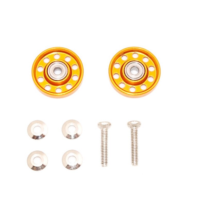 1 set of aluminium alloy 10 holes 13mm rollers for tamiya mini 4wd racing car 1/32 scale: gold