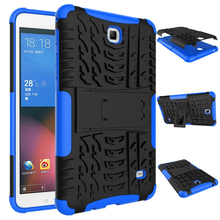 For Samsung Galaxy Tab 4 7.0 SM T230 Case Cover Coque T231 T235 Heavy Duty Rugged Impact Hybrid Case Kickstand Protective Cover: blue