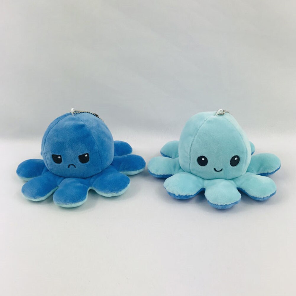 Poupée en peluche de poulpe de dessin animé à Double face avec porte-clés