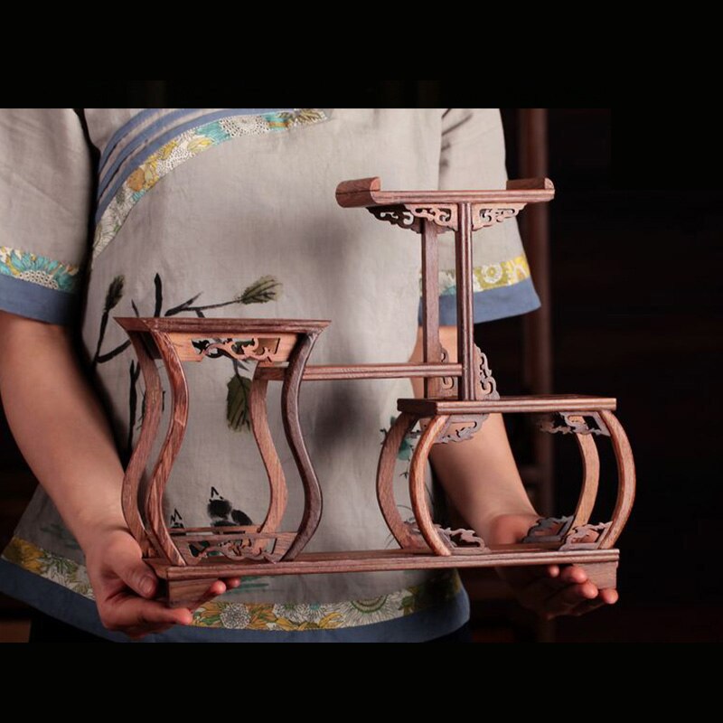 Kleine Massief Houten Eenvoudige Thee Pot Houder Antiek-En-Curiosa Planken Kippenvleugels Hout Chinese Stijl Thee Pot lade