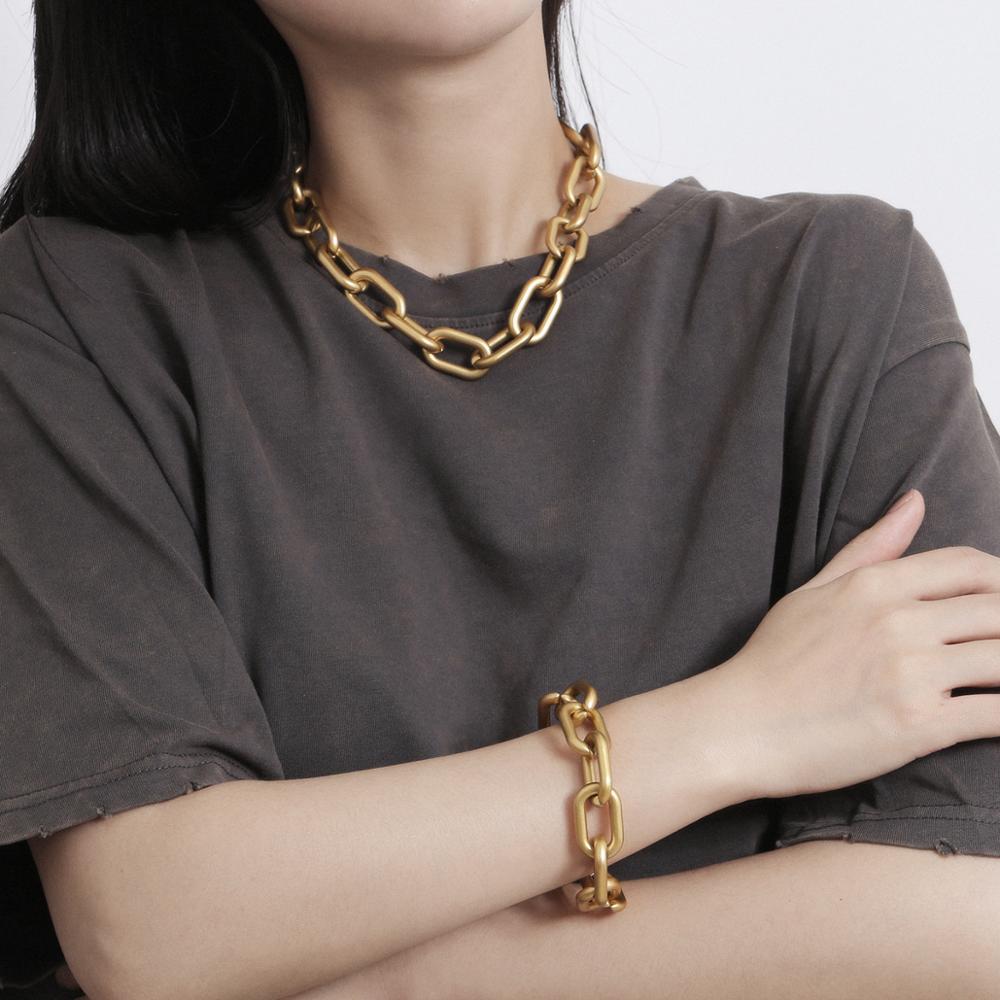 Vintage Chain Choker Necklace Women Punk Statement Necklace Gold Short Collar Clavicle Chain Jewelry
