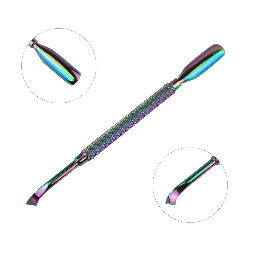 Tignish-1 Uds. De esmalte de uñas Camaleón de doble punta, empujador de cutículas de dedos, para manicura y manicura