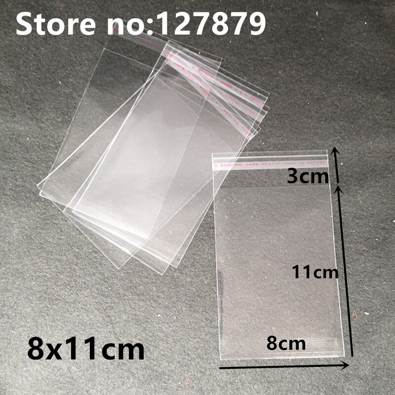 6 größen Klar Self-adhesive Cello Cellophan Bag Selbst Dicht Kunststoff Taschen Süßigkeiten Verpackung Wiederverschließbaren Cookie Verpackung Bag Pouch: 8x11cm