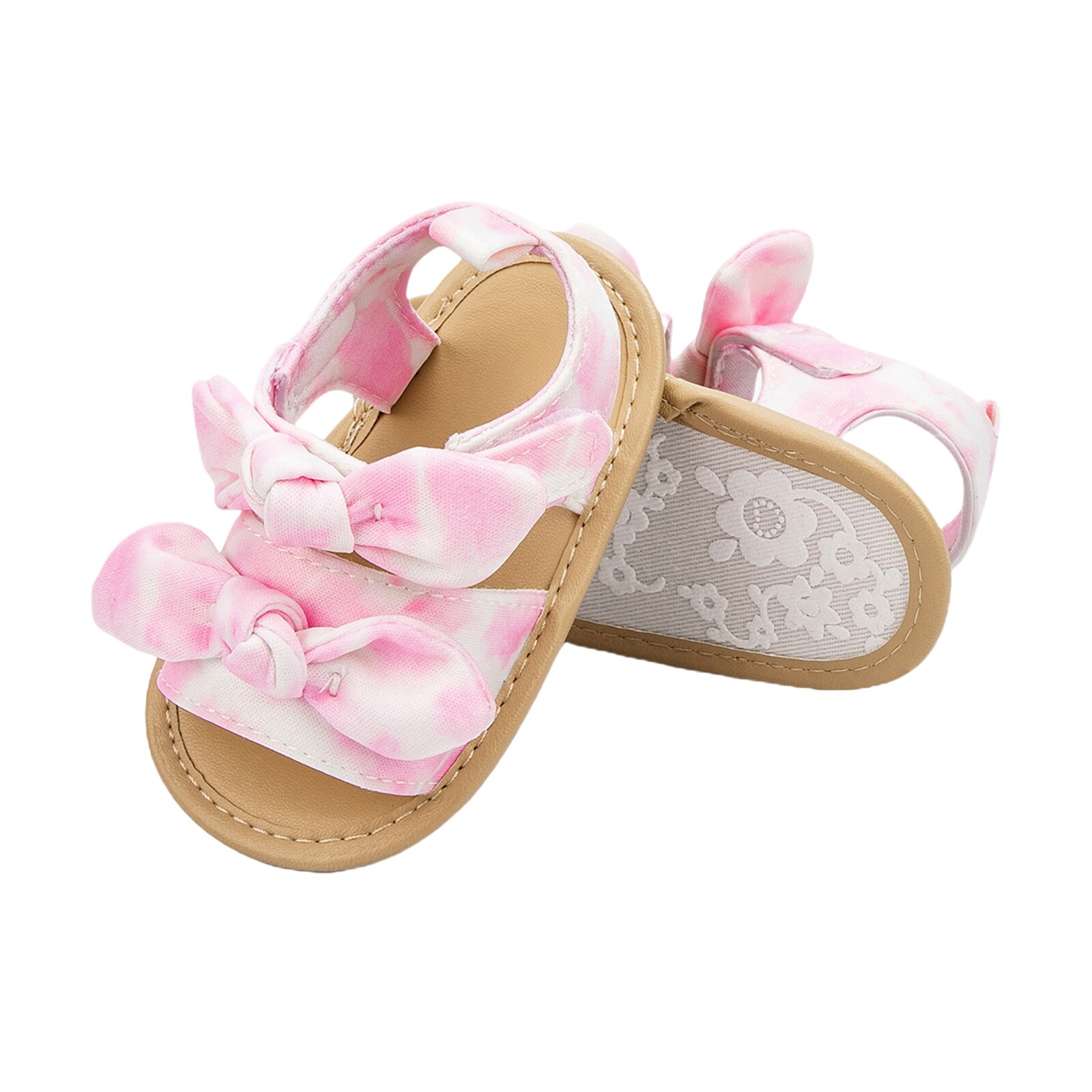 Baby Sandalen, Meisjes Tie-Dye Print Strik Wandelschoenen Schoeisel Voor Zomer, Blauw/Roze, 0-18 Maanden