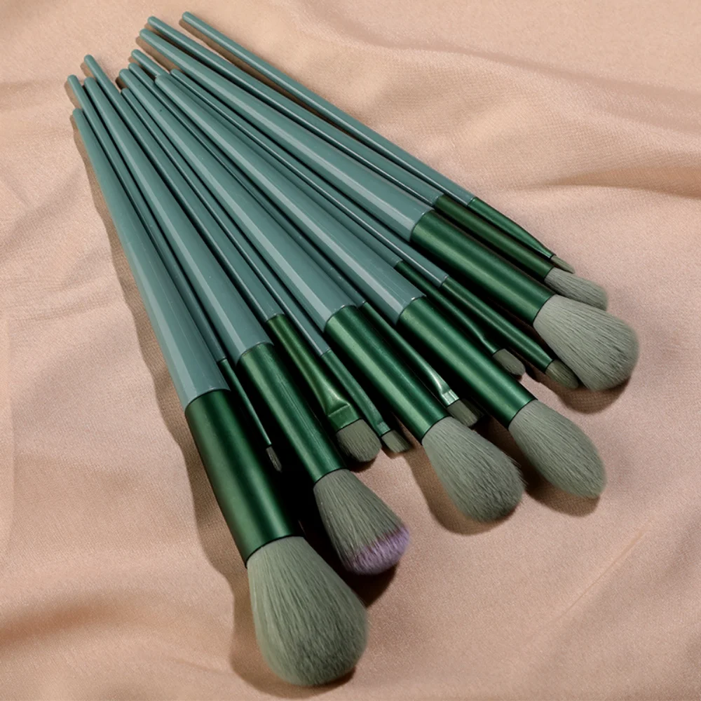 Juego de brochas de maquillaje, 13 Uds., brocha correctora, colorete en polvo, sombra de ojos, resaltador, base, herramientas cosméticas de belleza: Gris