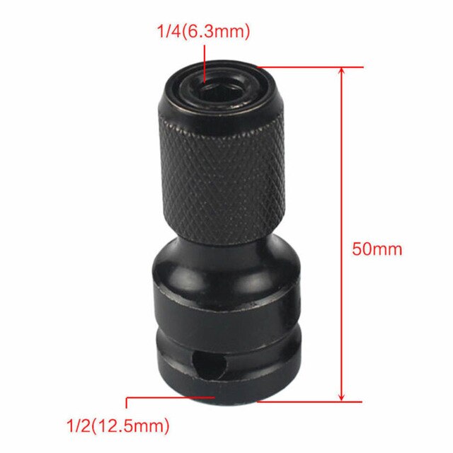 1 stk topnøgle topnøgle adapter skruenøgle sæt drev konverter slagværktøj 1/2 tommer kvadratisk  to 1/4 tommer unbrakonøgle: 1 stk