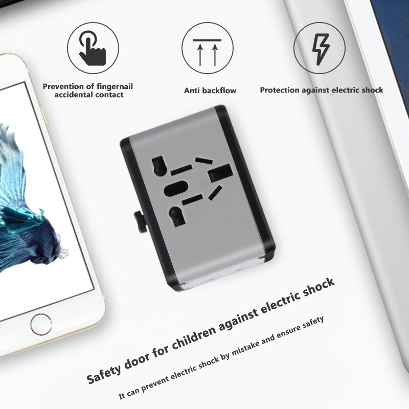 Newest USB Socket Adapter Multi-Purpose Switcher, Power Supply EU AU US UK Plug Hotel Phone Laptop Charger