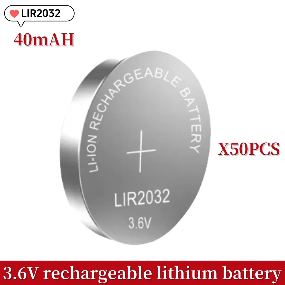 Bateria recarregável lir2032 3.6v 40mah (2-50 peças)-substituir cr2032 para relógios chave fobs brinquedos calculadoras sensores abridores de garagem: Azul