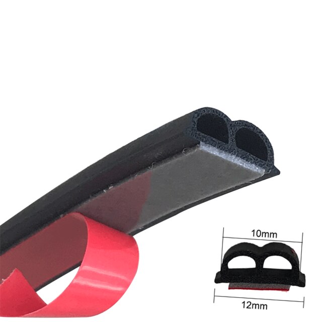 2meters Big D Type Adhesive Car Rubber Seal Sound Insulation Car Door Sealing Strip Weatherstrip Edge Trim Noise Insulation: B type