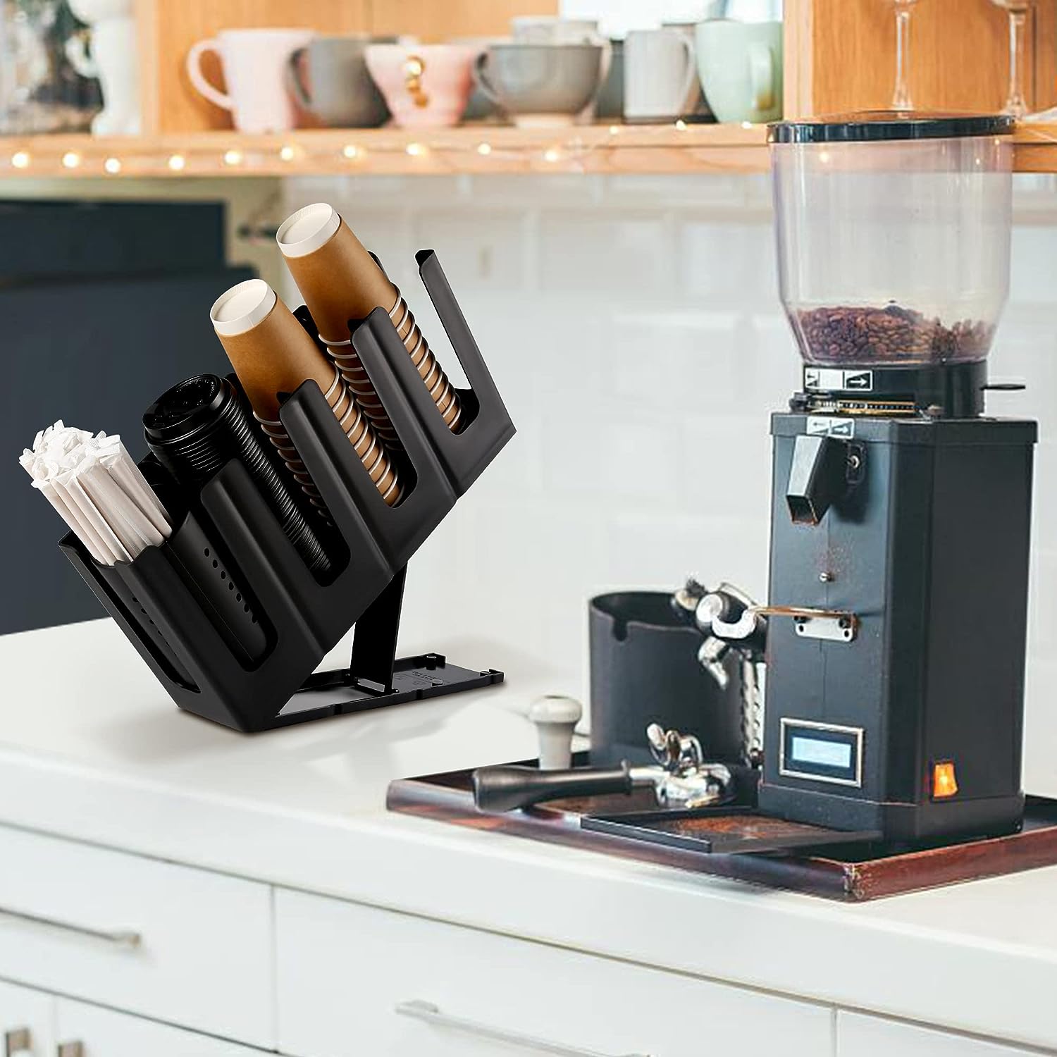 Pappersmugghållare engångskaffekopphållare för bänkdisk kaffestation barrestaurang matbar mjölk tebutik muggställ