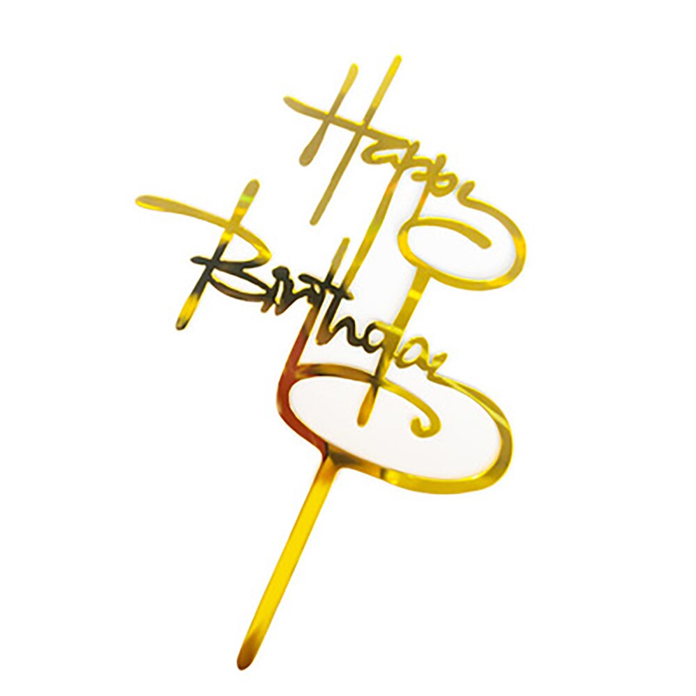 Happy Birthday Cake Topper Acrylic Gold Mirror Cupcake Topper for Kids Birthday Party Cake Baby Shower Decorations: 11