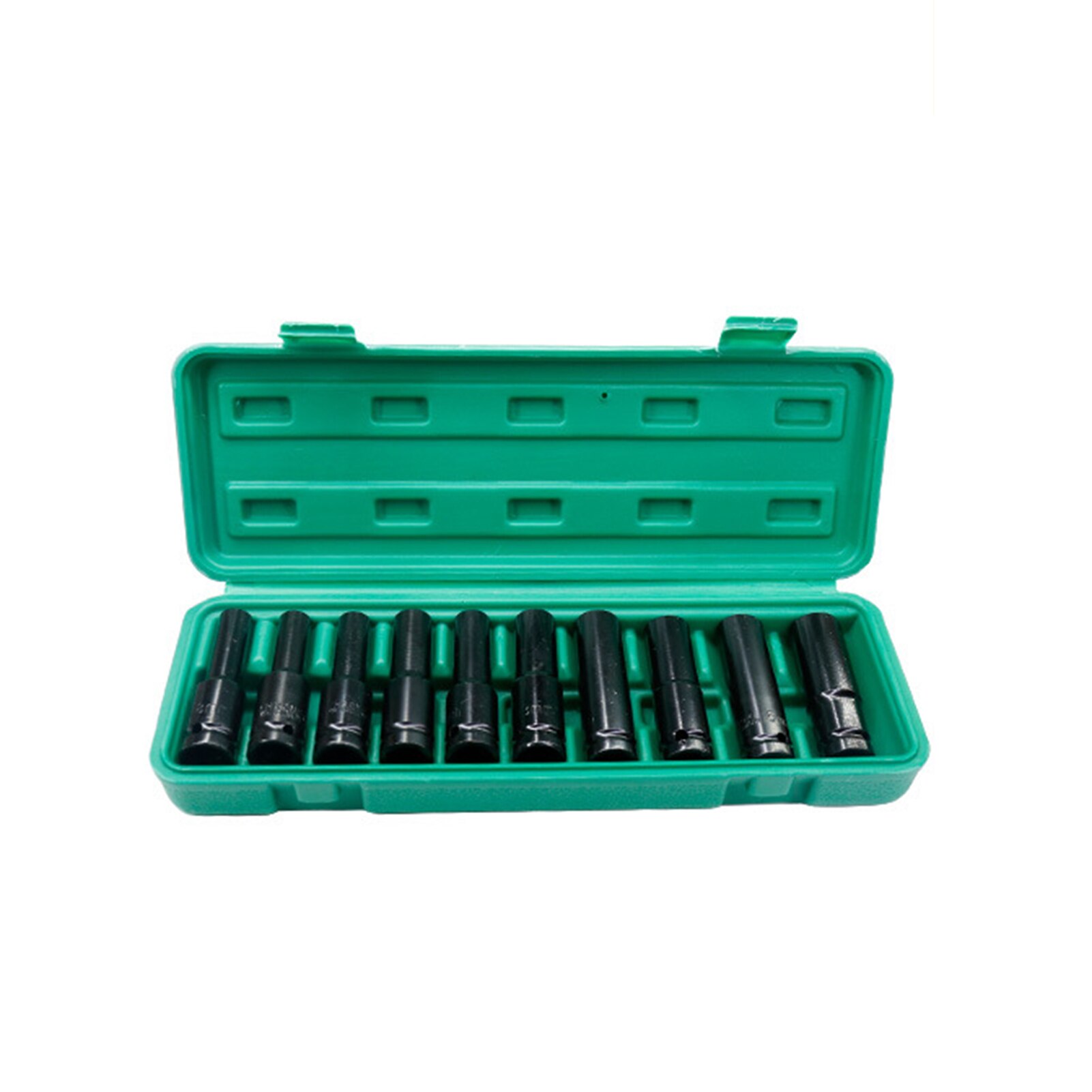 Jeu de douilles à Impact 1/2 pouces, jeu de douilles à Impact hexagonal, 10 pièces douilles profondes, tailles métriques 8-19mm en acier au carbone avec boîte de rangement: 10pcs 8-17mm