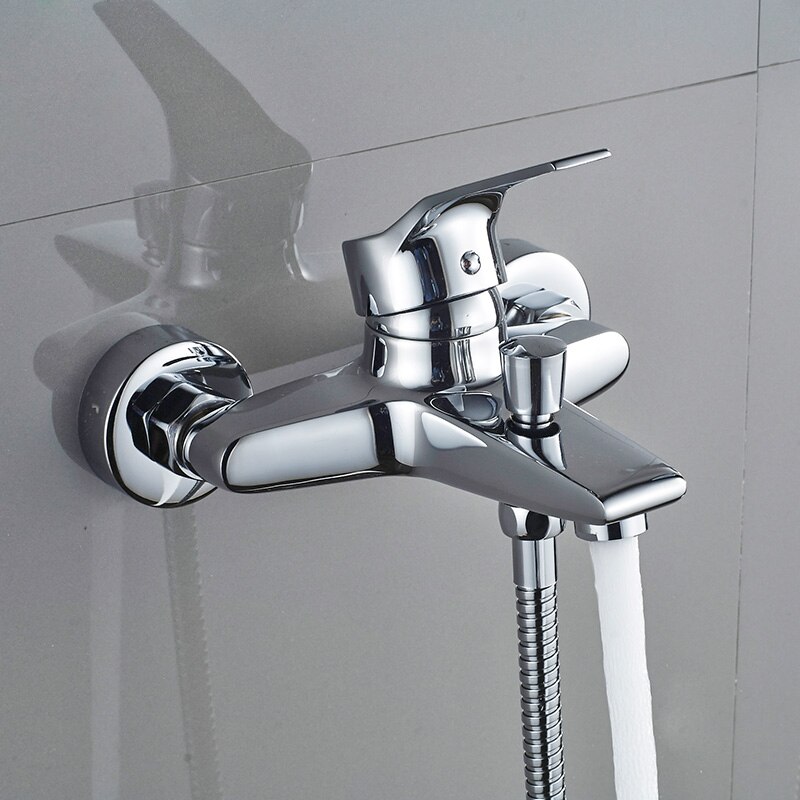 ROVATE Bathtub Faucet Brass 2-Function Outlet Wall Mounted Bath Shower Faucets Mixer Tap Chrome Finished
