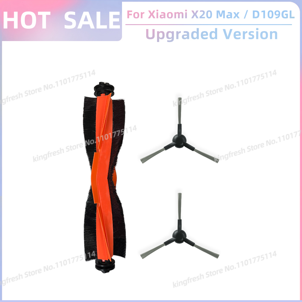 Compatível com ( Xiaomi Robot Vacuum X20 Max / D109GL, Xiaomi Robot Vacuum X20 Pro / D102GL ) Peças Rolo Principal Escova Lateral Filtro Hepa Pano de Esfregão Saco de Poeira Acessórios: Cinza escuro