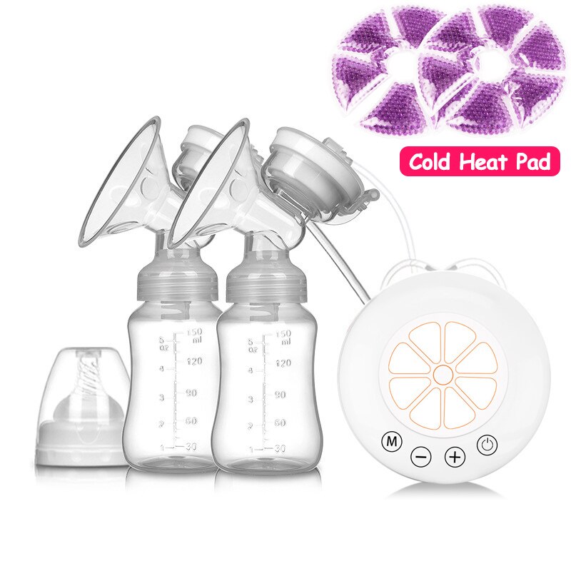 Enkele Dubbele Elektrische Baby Melk Borst Pompen Usb Krachtige Zuigkracht Tepel Pomp Met Fles Koude Warmte Pad Borstvoeding Gereedschap: 7