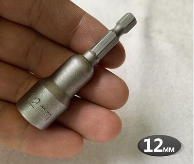 Hex Bit Socket with Magnetic, 7mm to 19mm, 65mm Long, Hexagon Socket Wrench Impact Resistant Socket for Hand /Electric Drill: 12mm