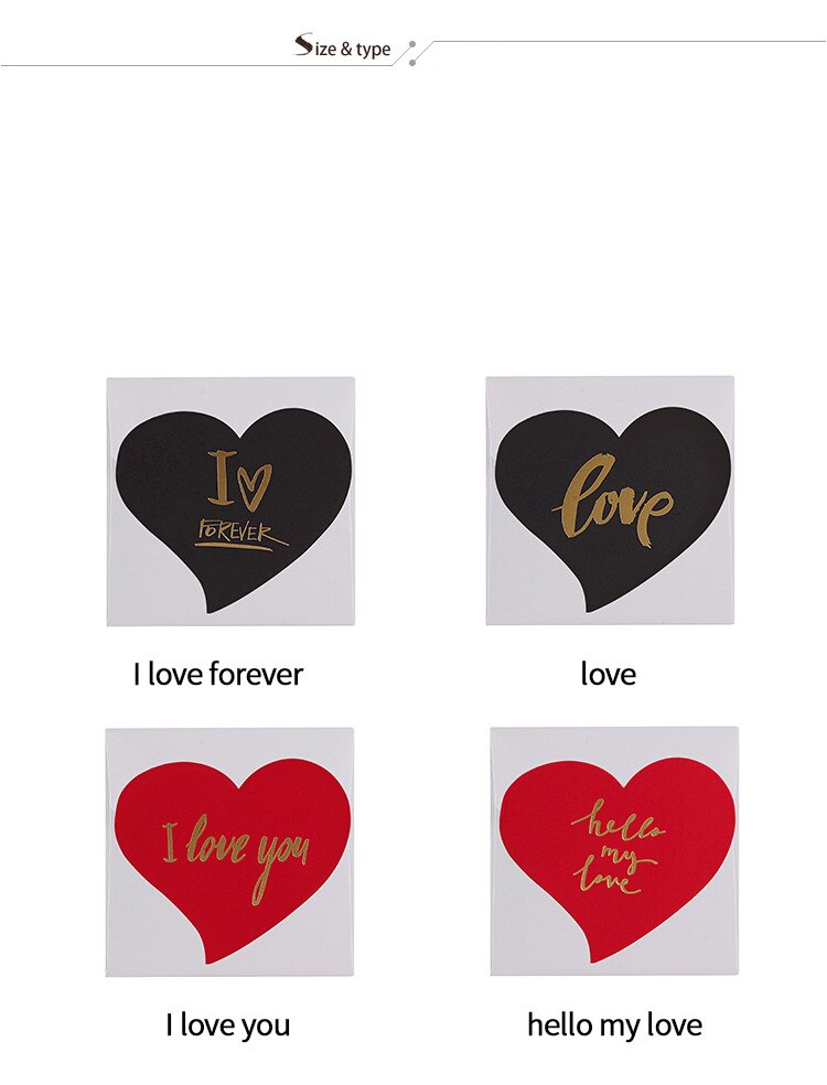 110x110mm Red/Black Heart Shape Writing Paper Card With Envelopes For Stamping With Mini Paper Envelopes