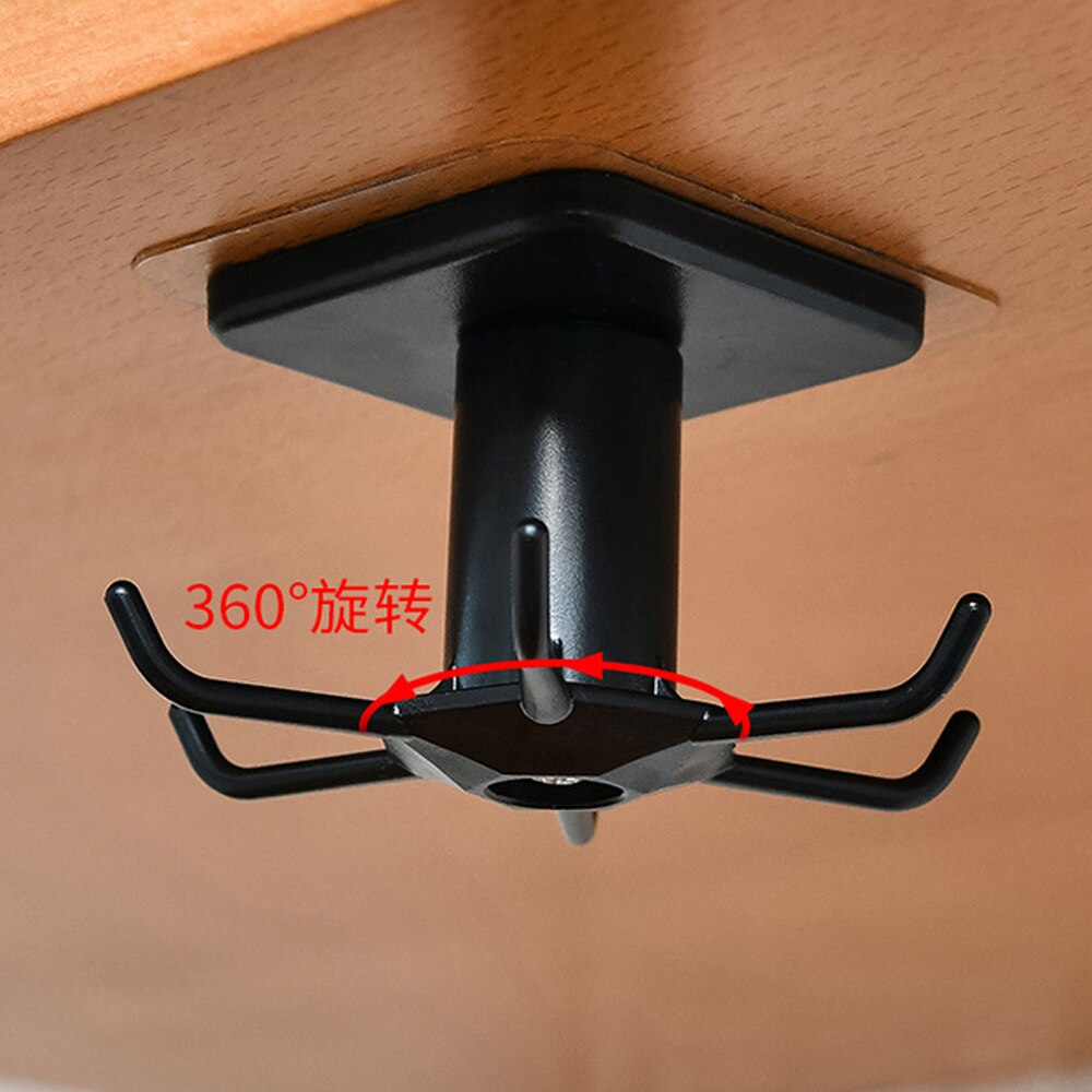 Kitchen Organizer Rack Utensil Holder Wall-mounted Utensils Hanger Supplies Organizers Rotatable Rack with 6 Removable Hooks