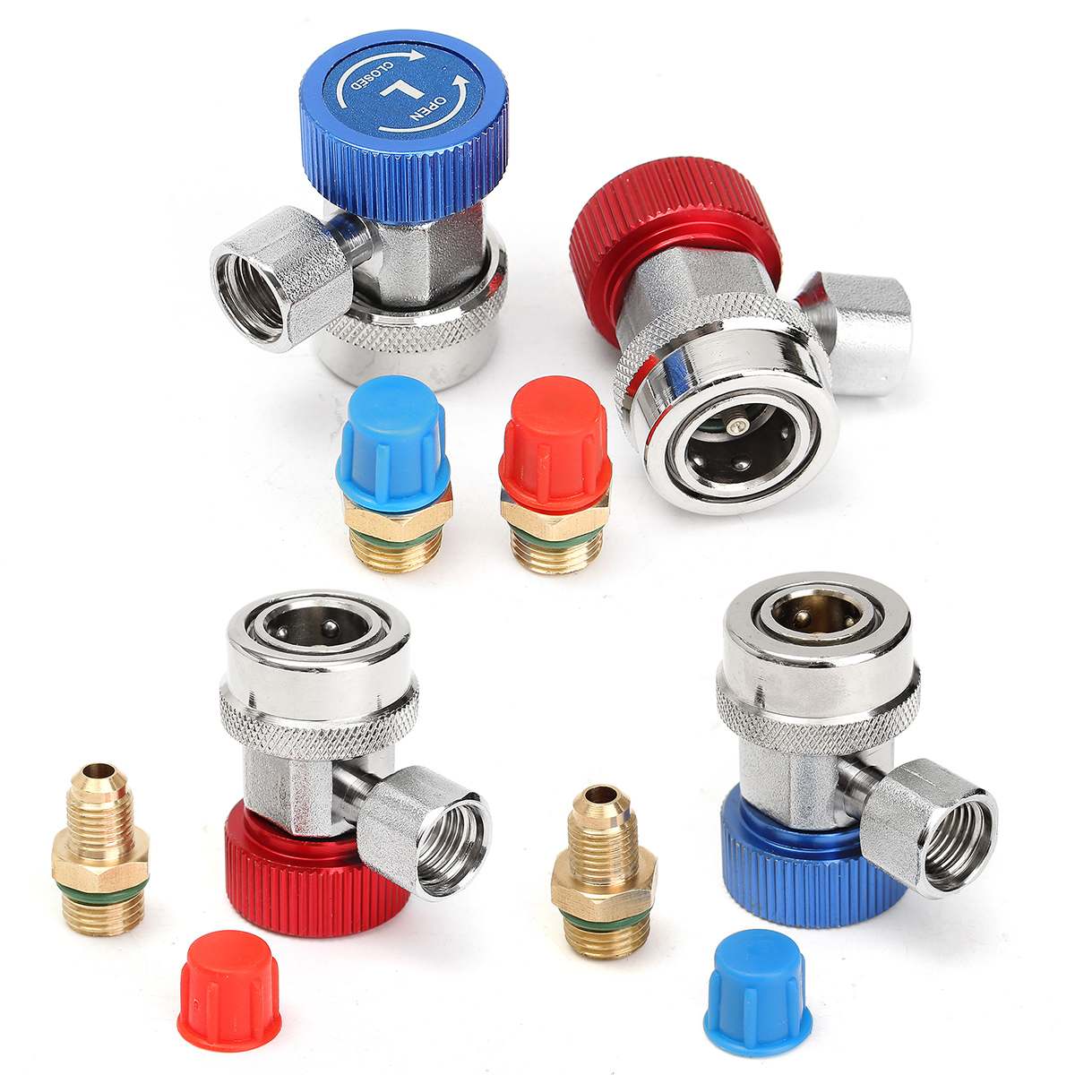 R134A High Low Quick Coupler Connector Adapters Type AC Manifold Gauge Auto Set for A/C Manifold Gauge Brass Adapter