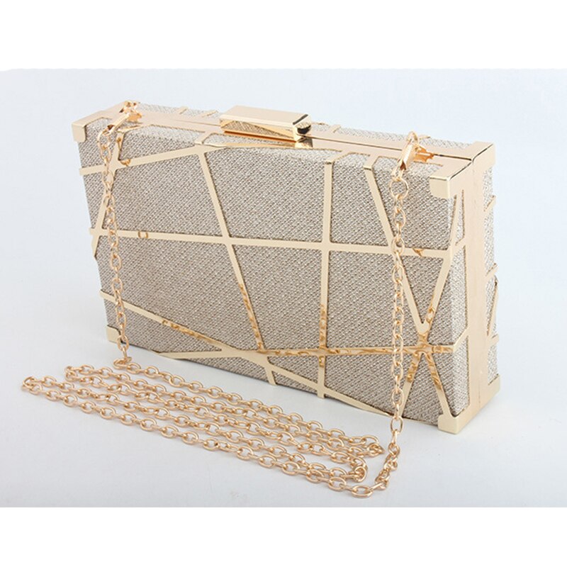 Mode Geometrische Hollow Out Patroon Vrouwen Avond Clutch Bag Vrouwelijke Metalen Ketting Handtas Dag Koppelingen Wedding Party Purse ZD1151