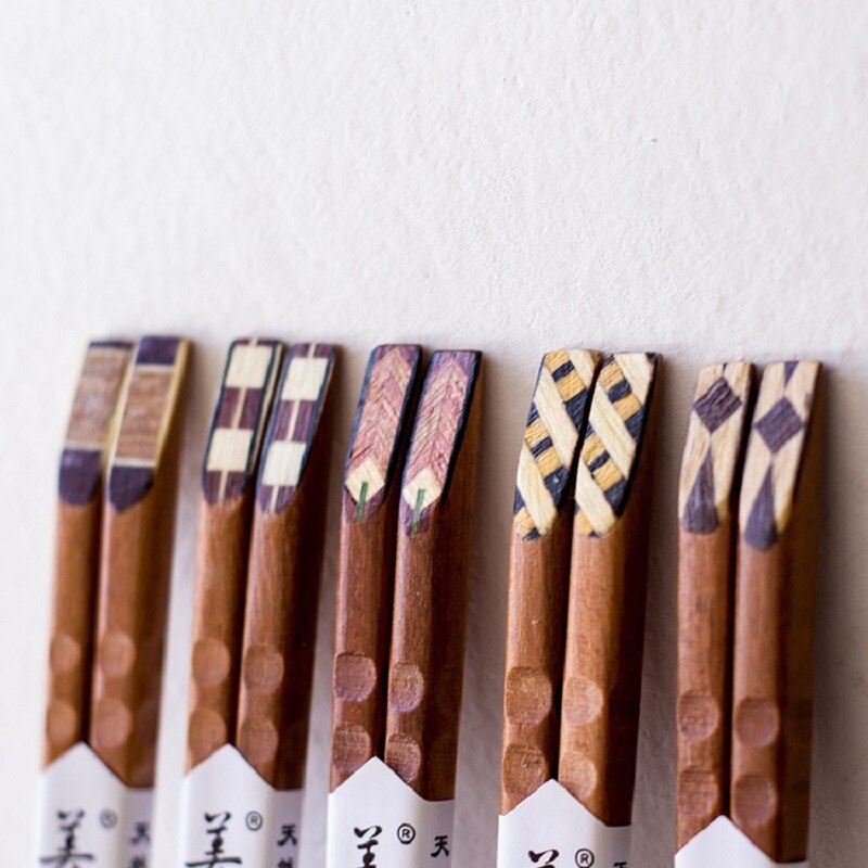 Juego de palillos de madera de hierro Natural japonés hecho a mano, de valor, cordel de comida china para Sushi 1 par