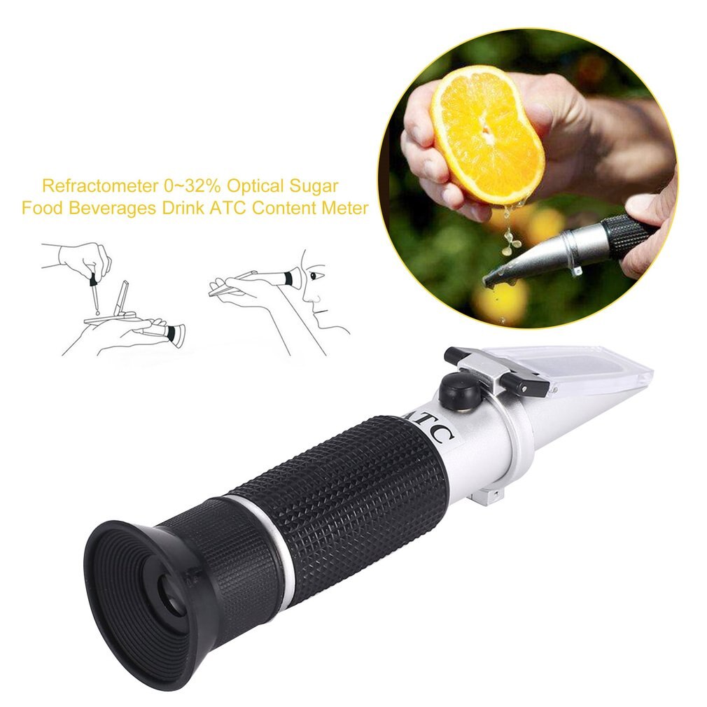 Brix Refractometer 0~32% RHB-32ATC Optical Sugar Food Beverages ATC Content RZ113 Meter Tool Test Handheld