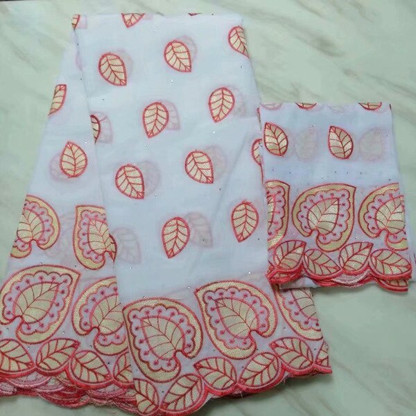 Bedst sælgende afrikanske perler voks blonde stof 5+2 yards nigeriansk broderi guipure blonde stof også oke til nigeriansk fest: Hvid