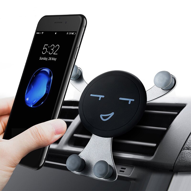 Gravity Auto Telefoon Houder Air Vent Clip Glimlach Gezicht Mount Mobiele Stand Gps Ondersteuning Voor Iphone 12 Pro Max xiaomi Samsung