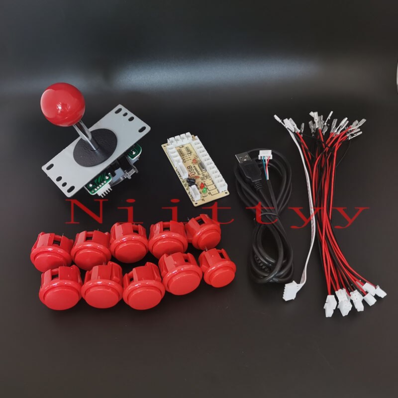 Arkadskåp joystick diy kit zero delay usb kodare till pc  ps3 sanwa joystick arkad tryckknappar spelkonsol: Röd