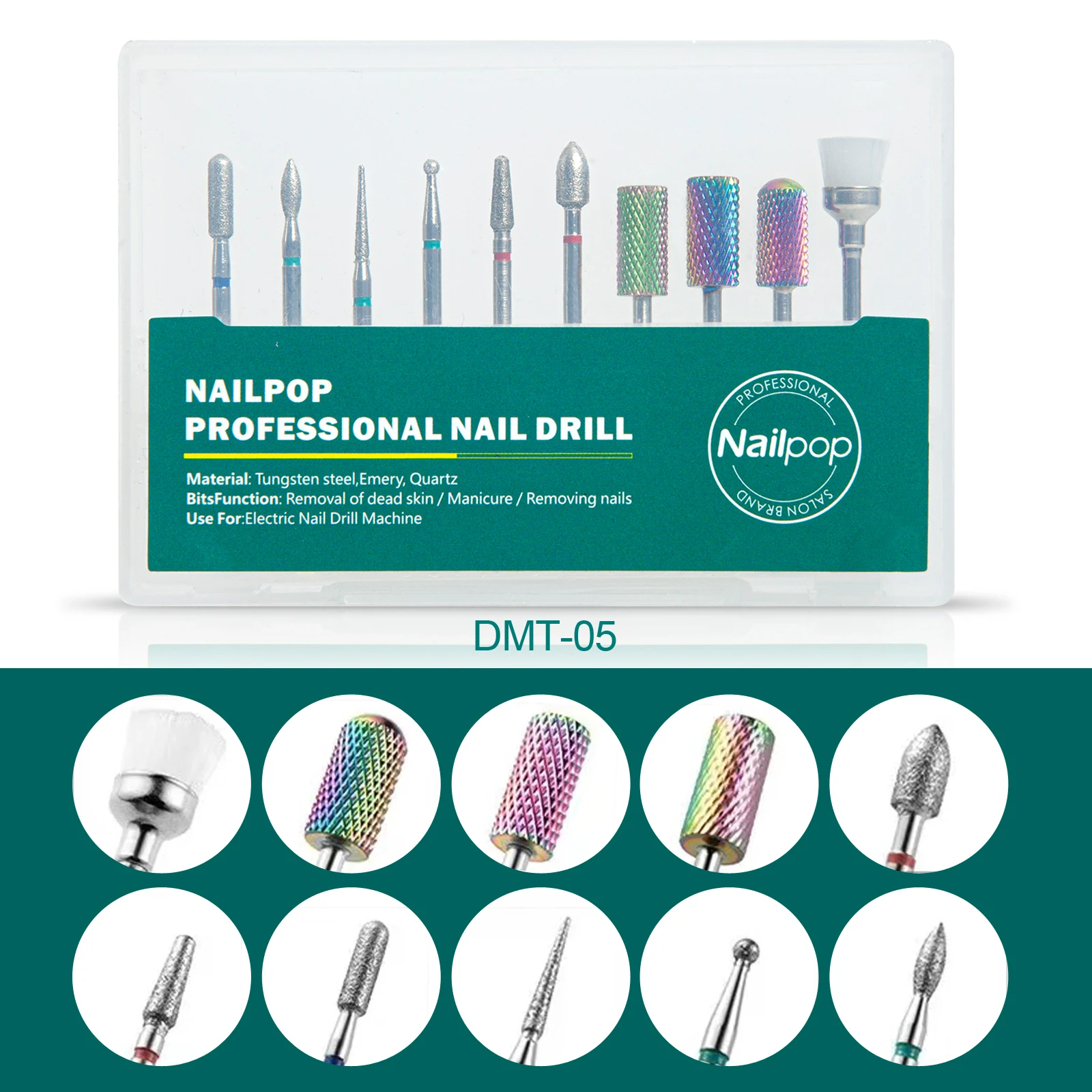 Nailpop-brocas para uñas para taladro eléctrico, accesorios para máquina de manicura, equipo, fresa, limas para uñas, herramientas para quitar Gel: Gris oscuro