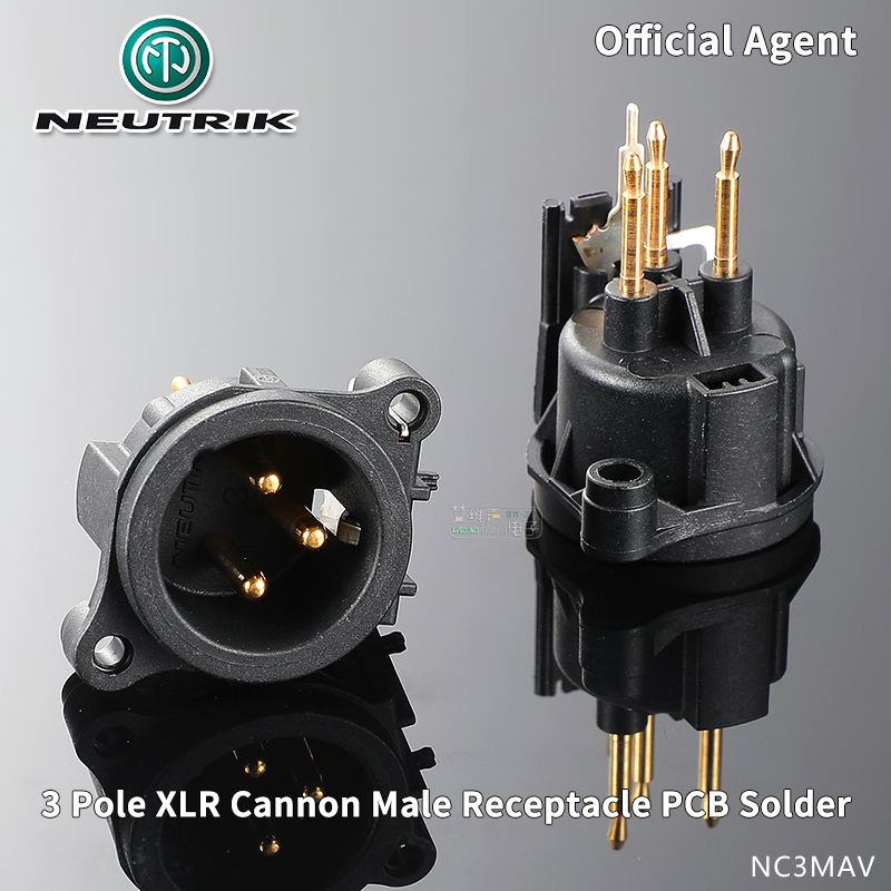 Neutrik XLR Male Female Receptacle Socket 3 Pole Power Amplifier PCB Mount Soldering Cups NC3MAV Cannon Chassis Connectors: NC3MAV