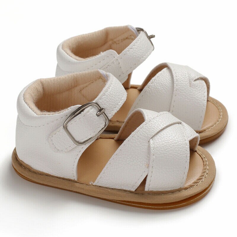 Recién Nacido bebé niña Sandalias Prewalker antideslizante zapatos de cuero de la PU de la hebilla de lindo verano bebé Infante zapatos