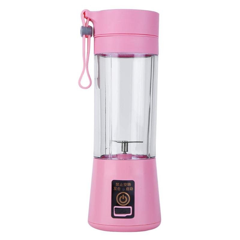 380 Ml Draagbare Blender Juicer Cup Fles Usb Elektrische Fruit Citrus Lemon Juicer Blender Sap Machine 2/4/6 Bladen: 2 Blades Pink