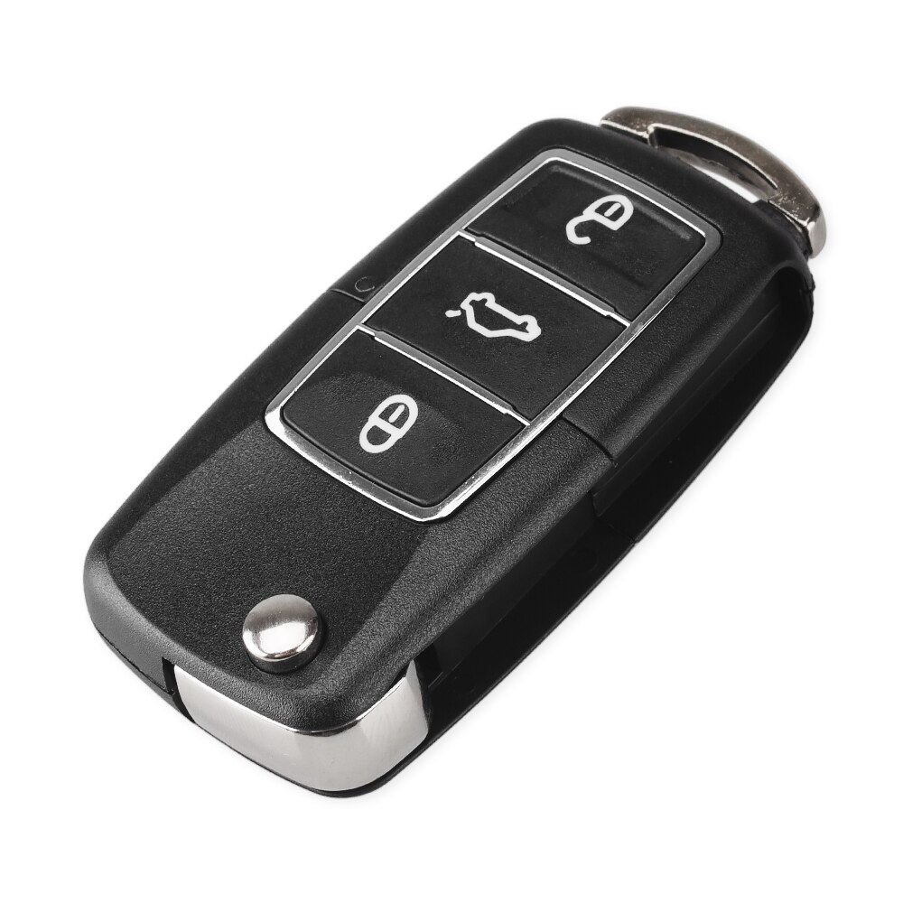 Keyyou flip hopfällbar bilnyckelskal för volkswagen vw jetta golf passat  b5 b6 beetle polo bora caddy  mk5 skoda 3 knappars fjärrkontroll: Modell 2