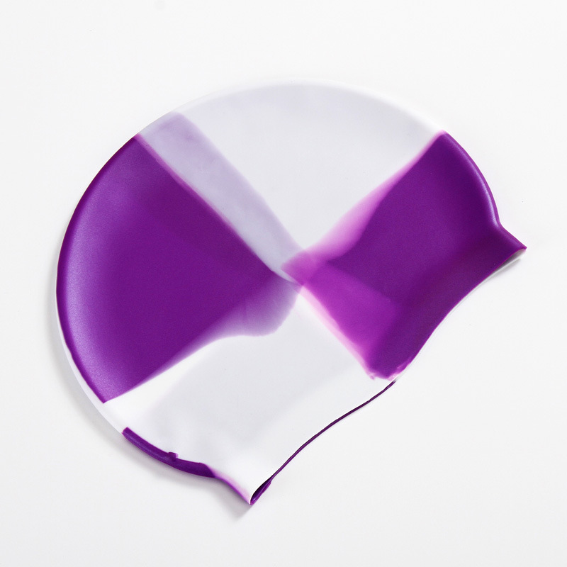 Silicone Adult Waterproof Swimming Cap Gradient Color Dry Hair Swim Cap for Men Women Protect Ears Swim Hat Swimming Accessories: Burgundy