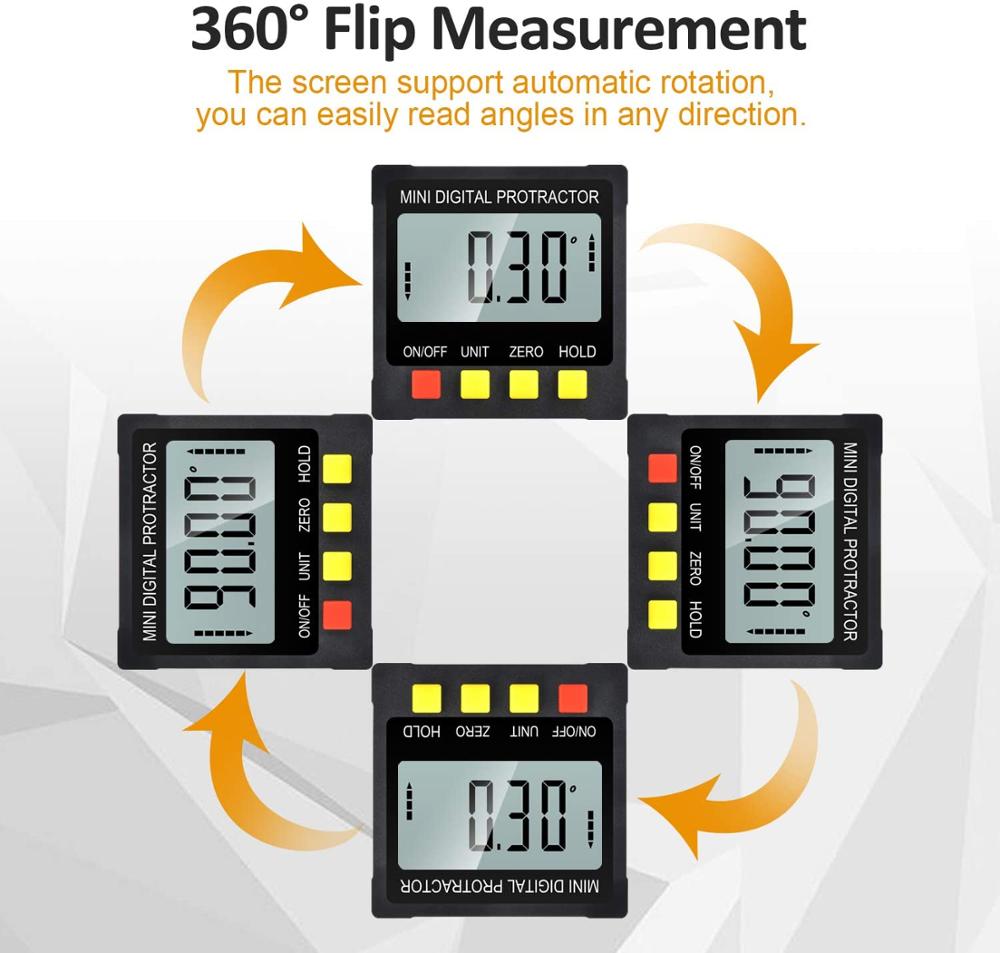 GOXAWEE Electric Digital Protractor Angle Ruler Inclinometer Universal Bevel 360 Degree Level Magnetic angle Measurement goniome