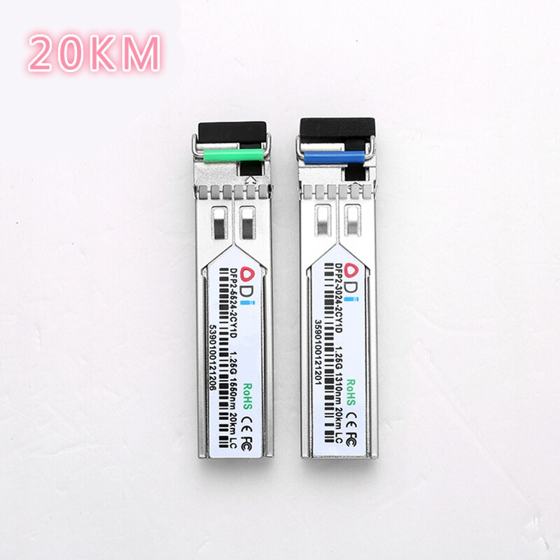 Module à fibres optiques LC SFP 1.25G LC 10/20/60/80/100KM 1310/1490/1550nm émetteur-récepteur à Module optique SFP à fibres simples pour ONU OLT: 20KM