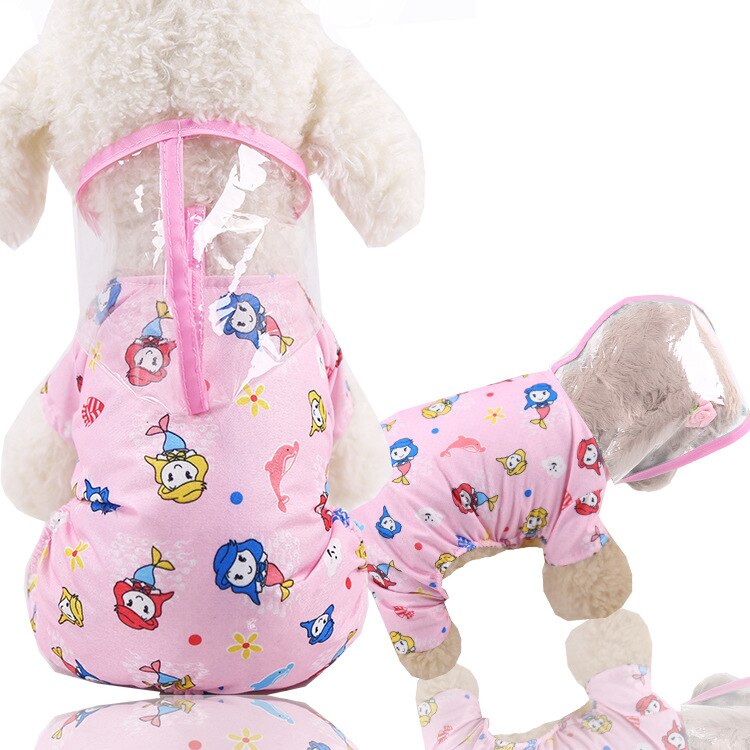 Imperméable pour chien imprimé ours en peluche vêtements de pluie imperméables vêtements pour chien de compagnie transparent à quatre pattes petits chiens moyens vêtements pour animaux de compagnie animal de compagnie: Rose / S